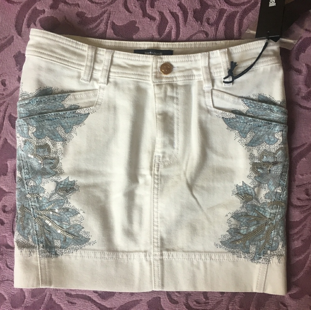 Just Cavalli Embellished Denim Mini Skirt